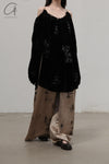 MUTEDANCE 24 Spring/Summer Velvet Embroidered Top MD-MD24SS43-HEI Black